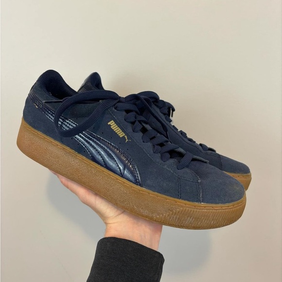 Puma Vikky navy blue platform suede sneaker - Picture 3 of 3